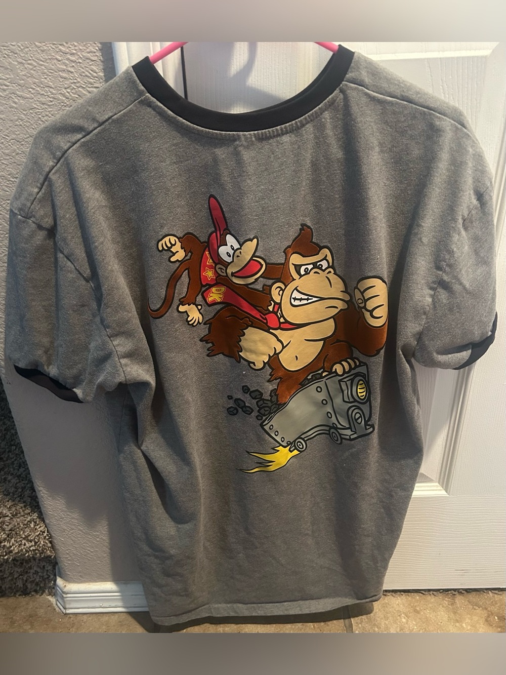 Super Nintendo World Donkey Kong Diddy Mine Cart Gray Graphic T-Shirt Men's XL